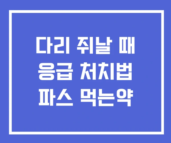 다리 쥐날 때 응급 처치법 파스 먹는약