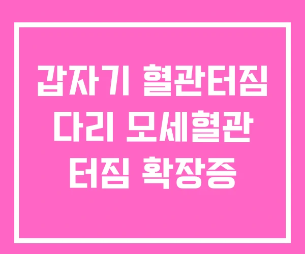 갑자기 혈관터짐 다리 모세혈관 터짐 확장증 갑자기 혈관터짐 다리 모세혈관 터짐 확장증