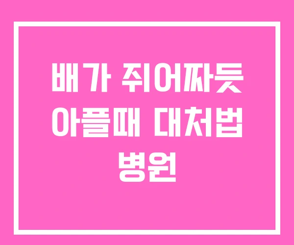 배가 쥐어짜듯 아플때 대처법 병원 배가 쥐어짜듯 아플때 대처법 병원