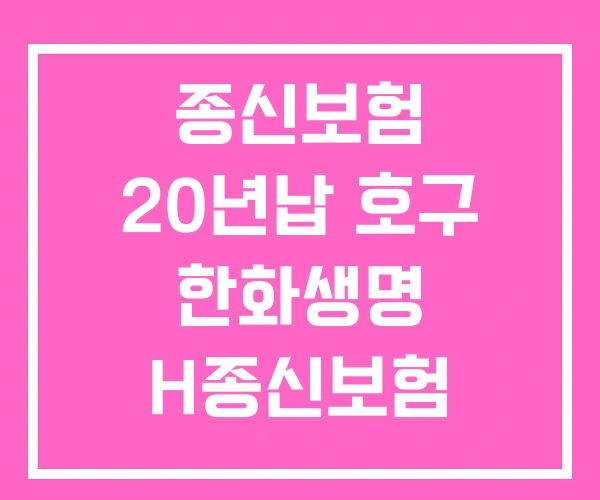 종신보험 20년납 호구 한화생명 H종신보험 종신보험 20년납 호구 한화생명 H종신보험