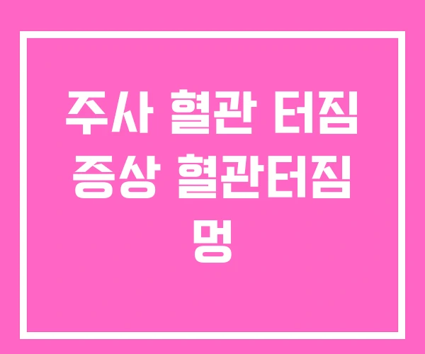 주사 혈관 터짐 증상 혈관터짐 멍 주사 혈관 터짐 증상 혈관터짐 멍