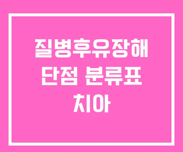 질병후유장해 단점 분류표 치아 질병후유장해 단점 분류표 치아