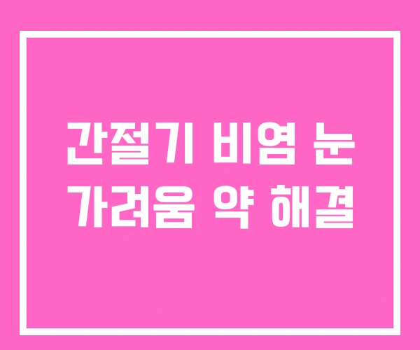 간절기 비염 눈 가려움 약 해결 간절기 비염 눈 가려움 약 해결