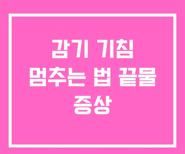 감기 기침 멈추는 법 끝물 증상 감기 기침 멈추는 법 끝물 증상