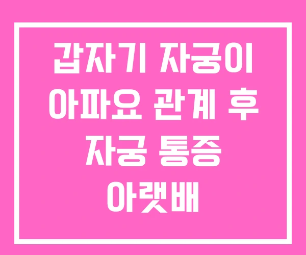 갑자기 자궁이 아파요 관계 후 자궁 통증 아랫배 갑자기 자궁이 아파요 관계 후 자궁 통증 아랫배