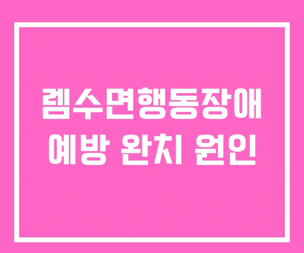 렘수면행동장애 예방 완치 원인 렘수면행동장애 예방 완치 원인