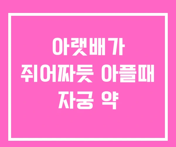 아랫배가 쥐어짜듯 아플때 자궁 약 아랫배가 쥐어짜듯 아플때 자궁 약