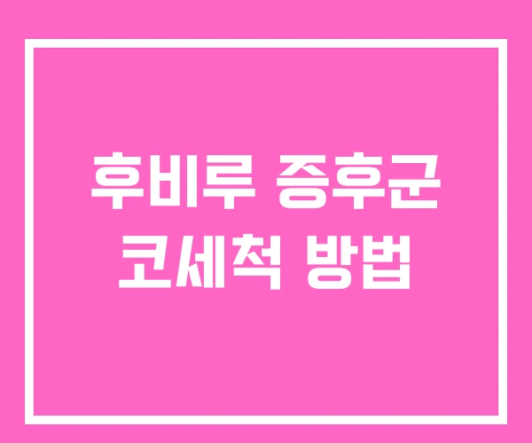 후비루 증후군 코세척 방법 후비루 증후군 코세척 방법