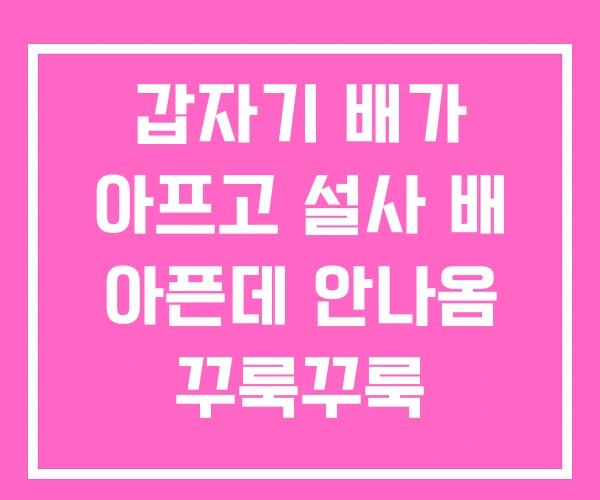 갑자기 배가 아프고 설사 배 아픈데 안나옴 꾸룩꾸룩