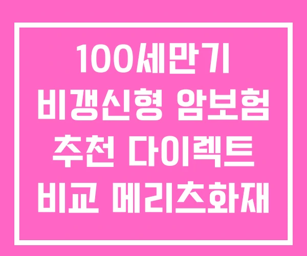 100세만기 비갱신형 암보험 추천 다이렉트 비교 메리츠화재