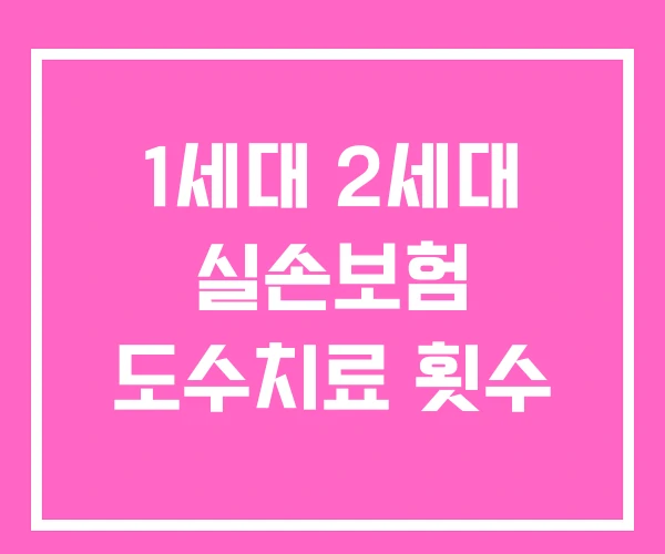 1세대 2세대 실손보험 도수치료 횟수