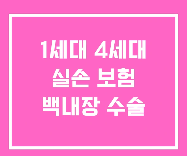 1세대 4세대 실손 보험 백내장 수술