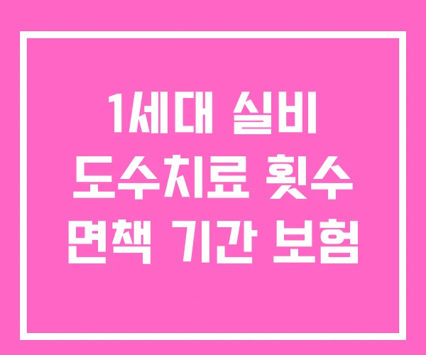 1세대 실비 도수치료 횟수 면책 기간 보험