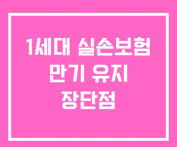 1세대 실손보험 만기 유지 장단점 1세대 실손보험 만기 유지 장단점