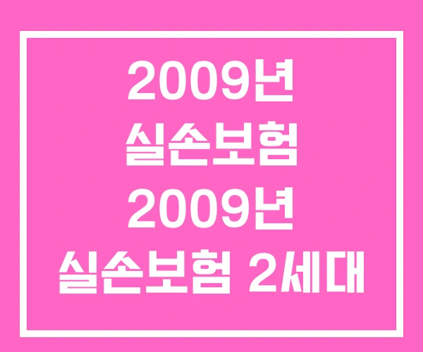 2009년 실손보험 2009년 실손보험 2세대 유지