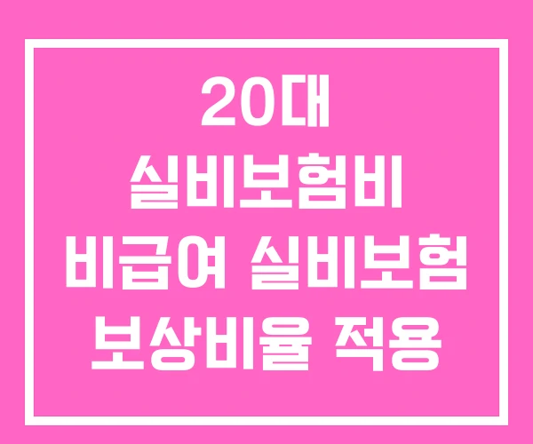 20대 실비보험비 비급여 실비보험 보상비율 적용