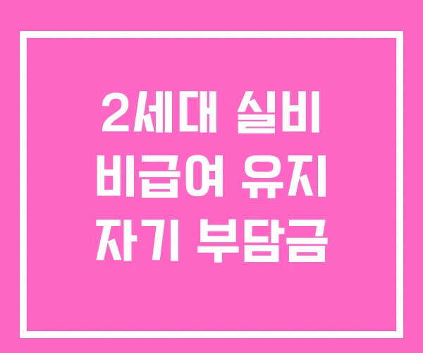 2세대 실비 비급여 유지 자기 부담금 2세대 실비 비급여 유지 자기 부담금