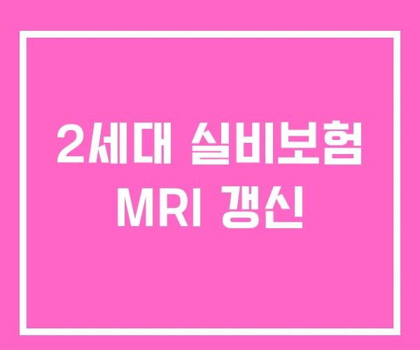 2세대 실비보험 MRI 갱신 2세대 실비보험 MRI 갱신