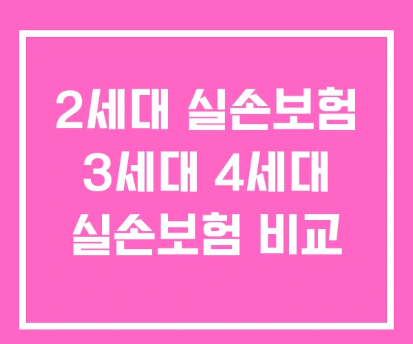 2세대 실손보험 3세대 4세대 실손보험 비교