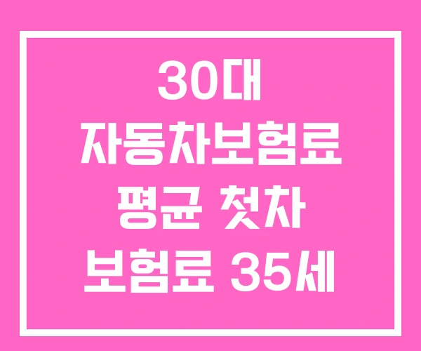 30대 자동차보험료 평균 첫차 보험료 35세 자동차