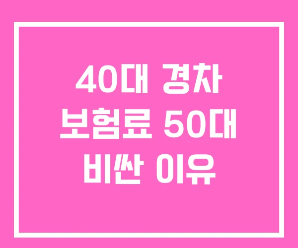 40대 경차 보험료 50대 비싼 이유