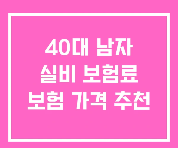 40대 남자 실비 보험료 보험 가격 추천