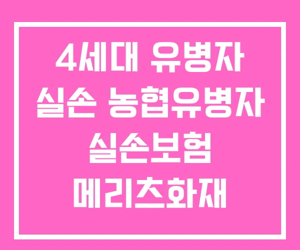 4세대 유병자 실손 농협유병자 실손보험 메리츠화재