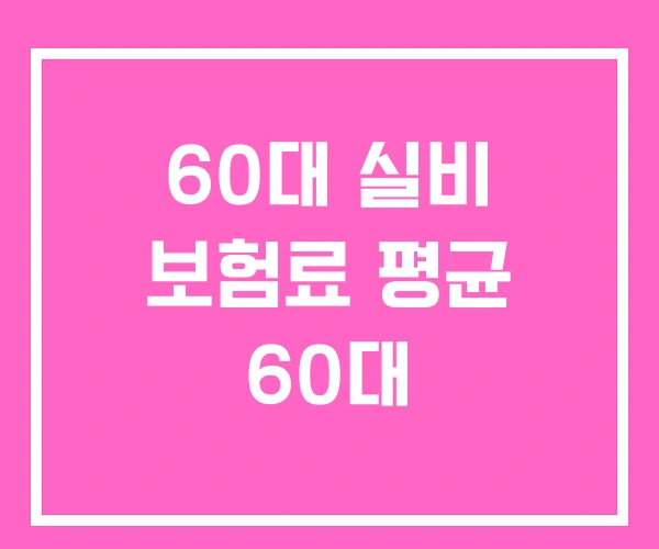60대 실비 보험료 평균 60대