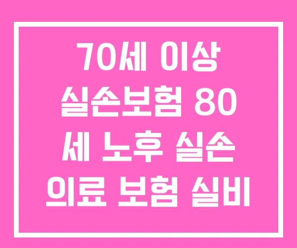 70세 이상 실손보험 80 세 노후 실손 의료 보험 실비