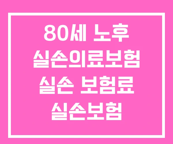 80세 노후 실손의료보험 실손 보험료 실손보험