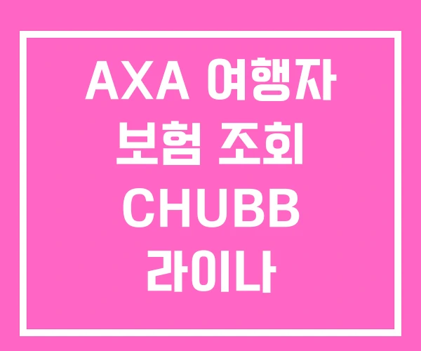 AXA 여행자 보험 조회 CHUBB 라이나