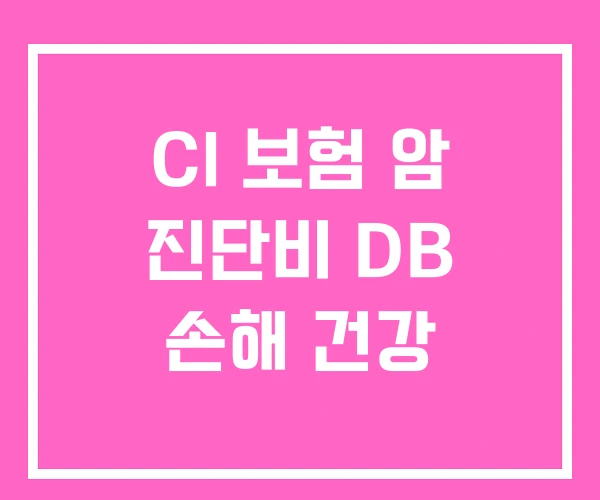CI 보험 암 진단비 DB 손해 건강