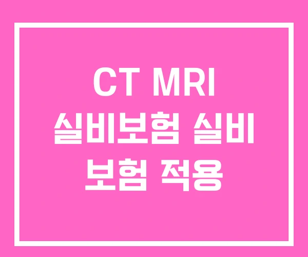 CT MRI 실비보험 실비 보험 적용
