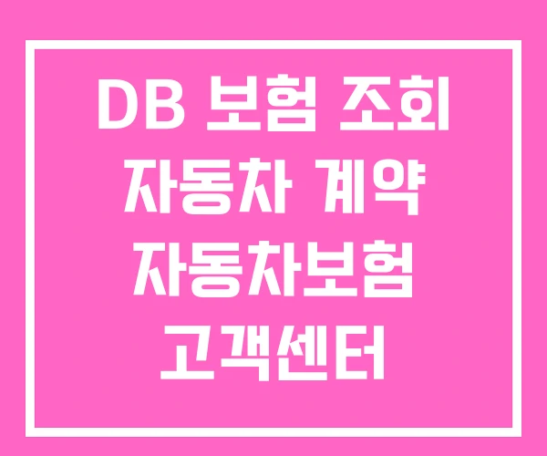 DB 보험 조회 자동차 계약 자동차보험 고객센터