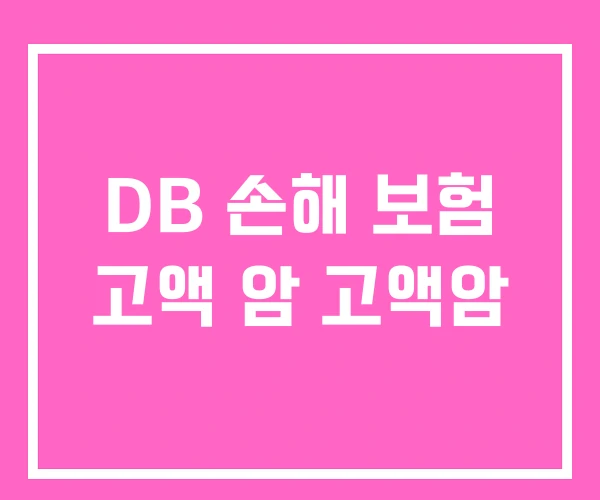 DB 손해 보험 고액 암 고액암