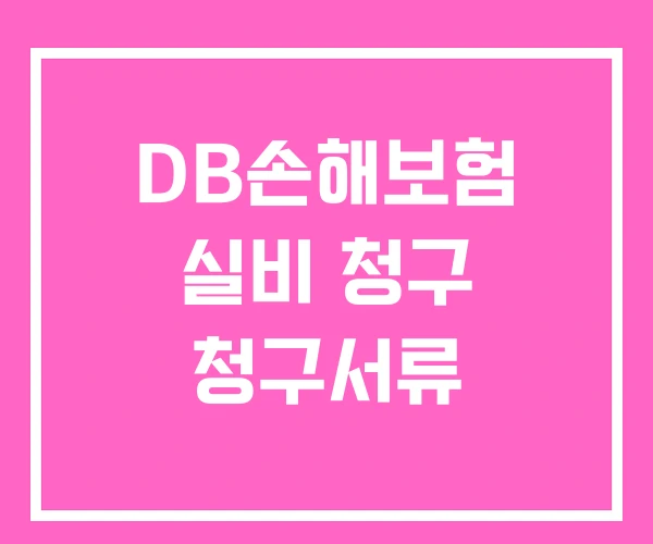 DB손해보험 실비 청구 청구서류 DB손해보험 실비 청구 청구서류