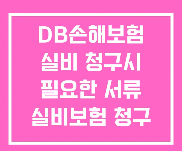DB손해보험 실비 청구시 필요한 서류 실비보험 청구