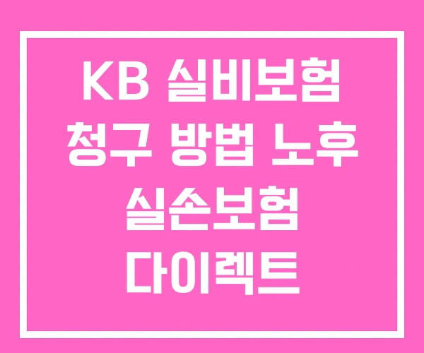 KB 실비보험 청구 방법 노후 실손보험 다이렉트
