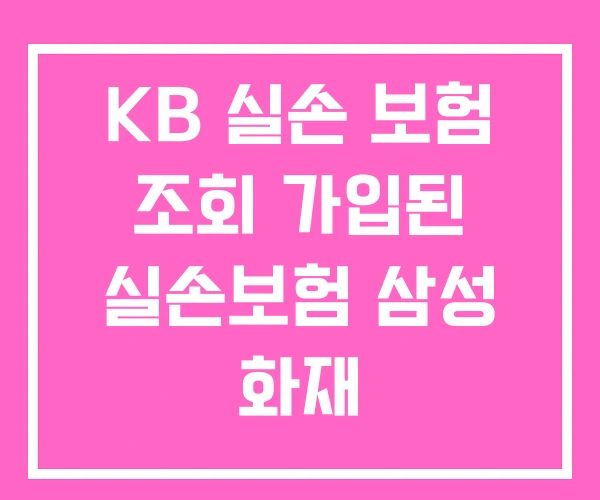 KB 실손 보험 조회 가입된 실손보험 삼성 화재