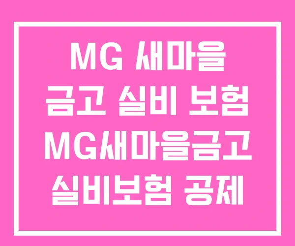 MG 새마을 금고 실비 보험 MG새마을금고 실비보험 공제