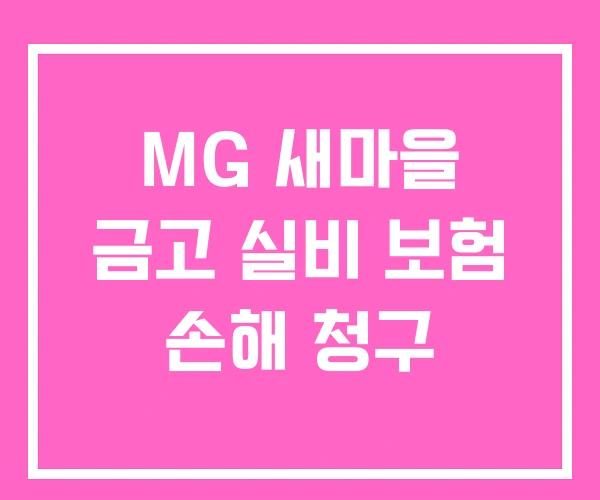 MG 새마을 금고 실비 보험 손해 청구 MG 새마을 금고 실비 보험 손해 청구