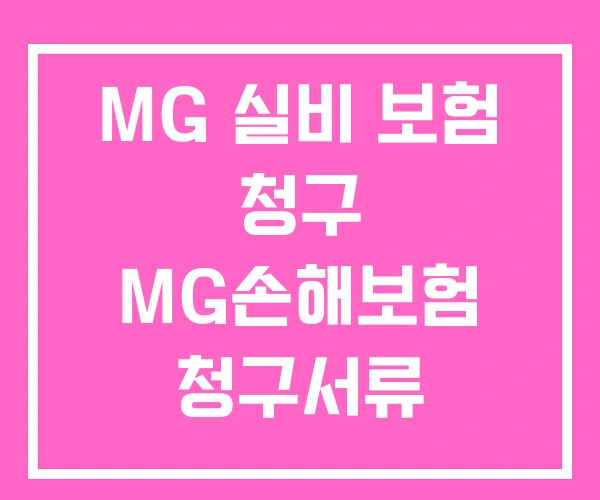 MG 실비 보험 청구 MG손해보험 청구서류