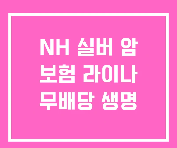 NH 실버 암 보험 라이나 무배당 생명