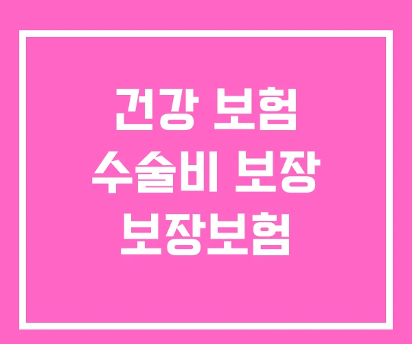 건강 보험 수술비 보장 보장보험