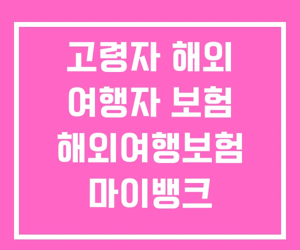 고령자 해외 여행자 보험 해외여행보험 마이뱅크 여행자보험