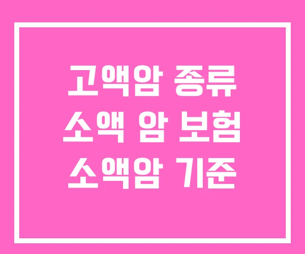 고액암 종류 소액 암 보험 소액암 기준