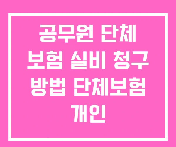 공무원 단체 보험 실비 청구 방법 단체보험 개인