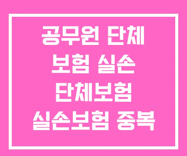 공무원 단체 보험 실손 단체보험 실손보험 중복