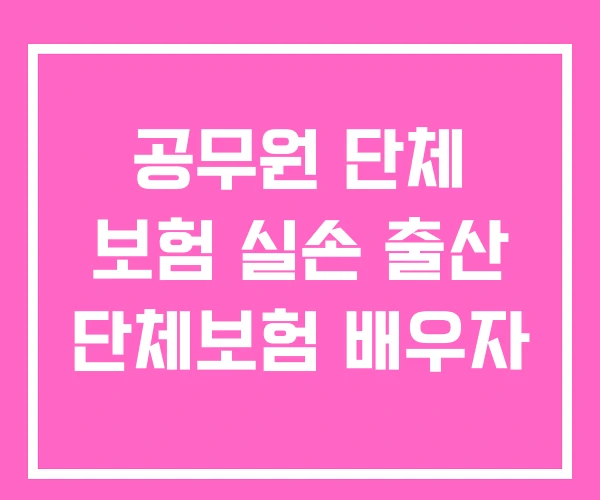 공무원 단체 보험 실손 출산 단체보험 배우자