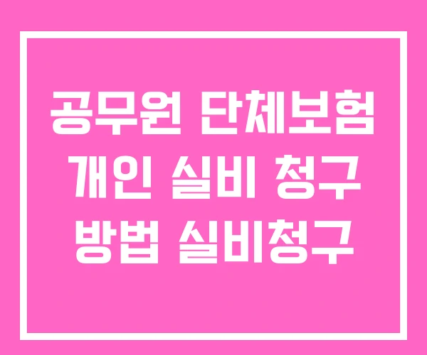 공무원 단체보험 개인 실비 청구 방법 실비청구